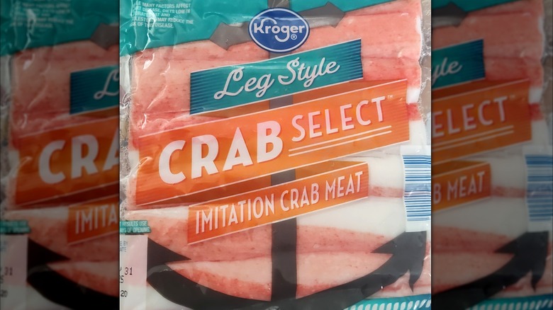 Kroger grocery store brand imitation crab meat leg style packaging