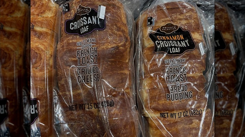 Two Kroger Private Selection Croissant Loafs in regular and cinnamon flavor for grilled cheese or french toast