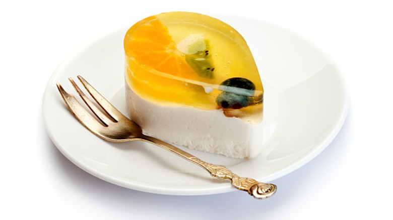 dessert with cake fork on plate