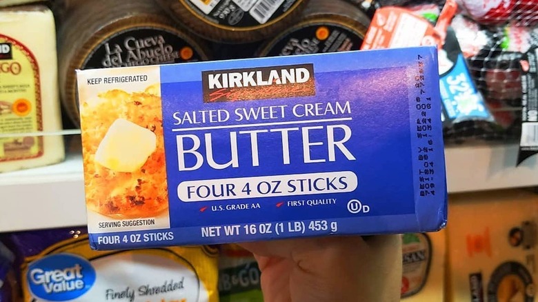 A block of Kirkland Signature butter