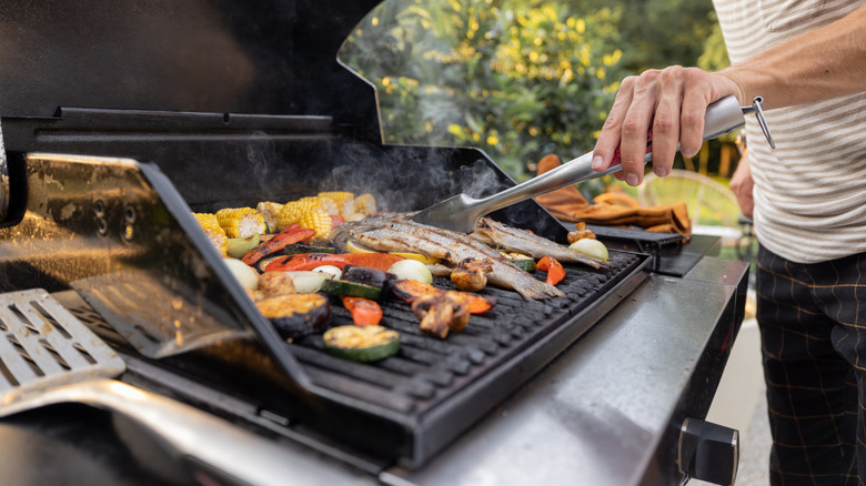 Grilling fish with the skin on 