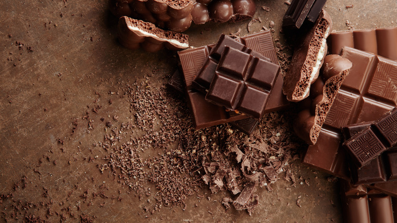 chocolate bars broken into pieces