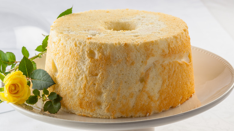 Angel food cake on dish