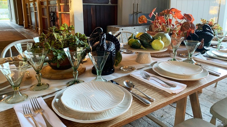 Dining table laid for meal
