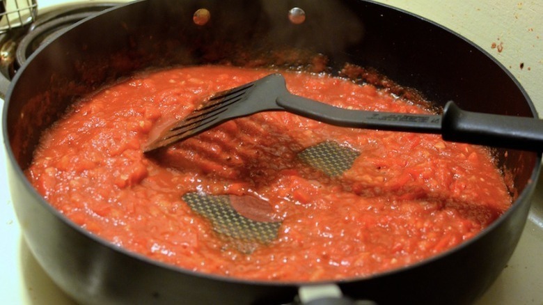 sriracha in a pan