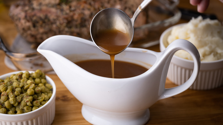 Gravy boat and spoon