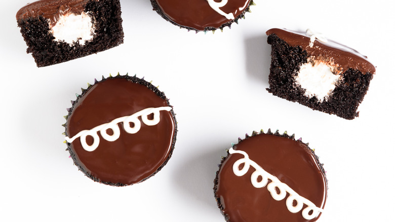 Hostess cupcakes on a white background