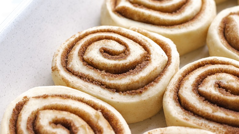 Canned cinnamon rolls in pan