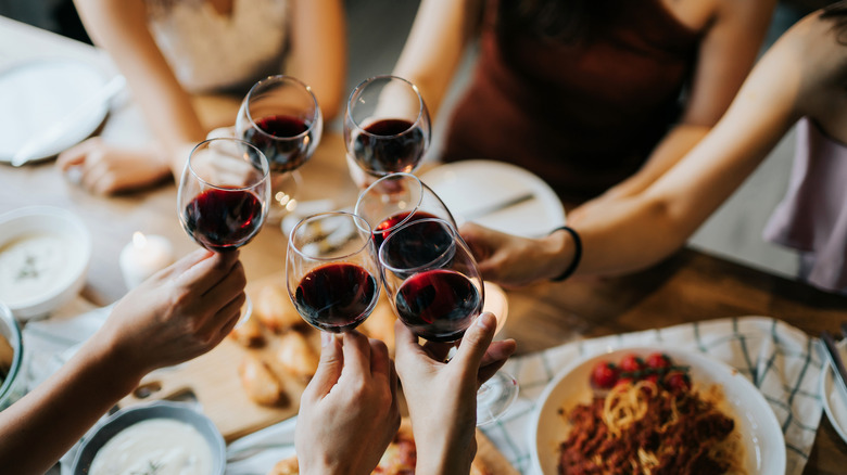 Friends toasting at a restaurant