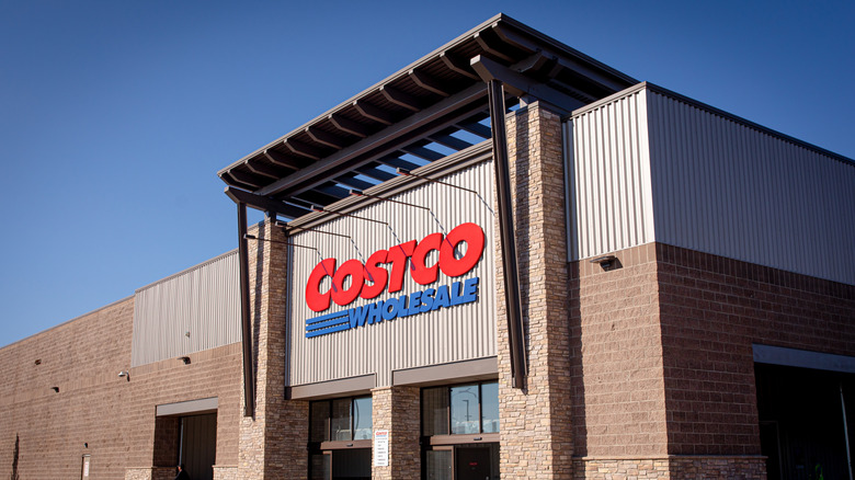 Exterior of Costco Wholesale warehouse on sunny day