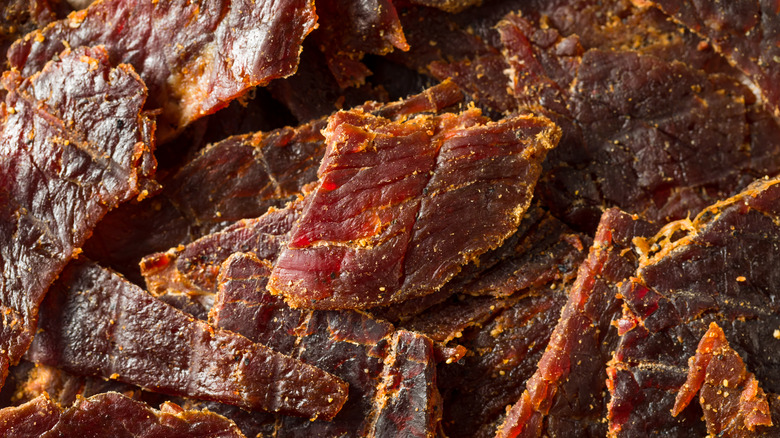 Beef jerky close up