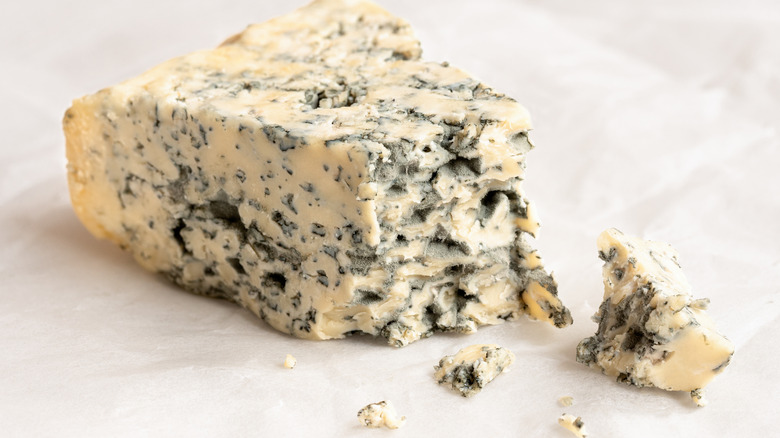 Blue cheese on wax paper