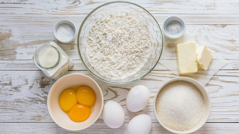 Flour with other baking ingredients