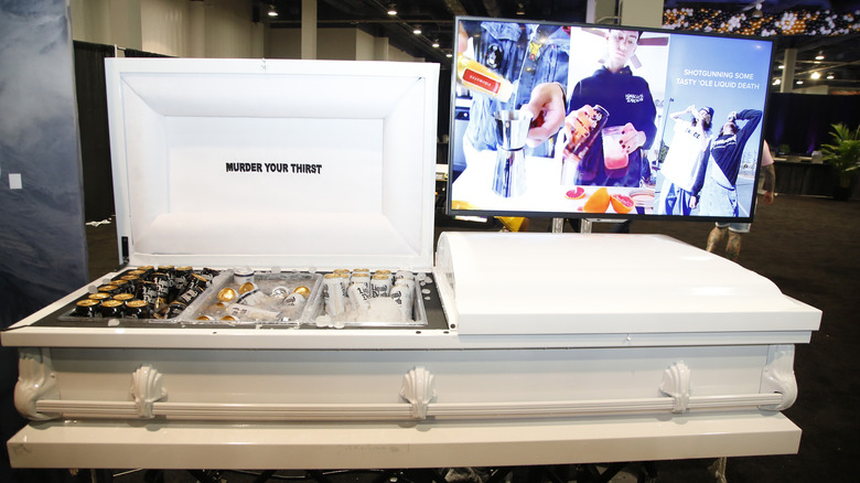 Open coffin cooling water cans