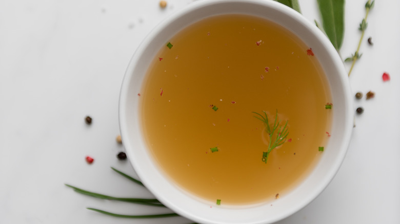 bowl of chicken stock