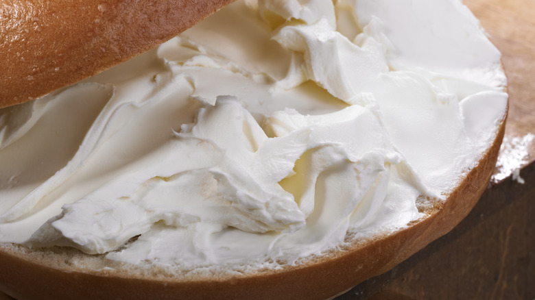 Cream cheese on bagel