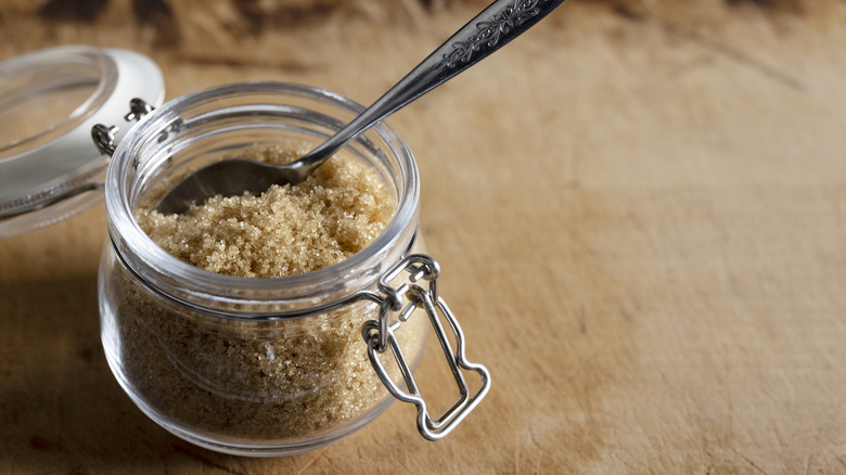 glass jar of brown sugar