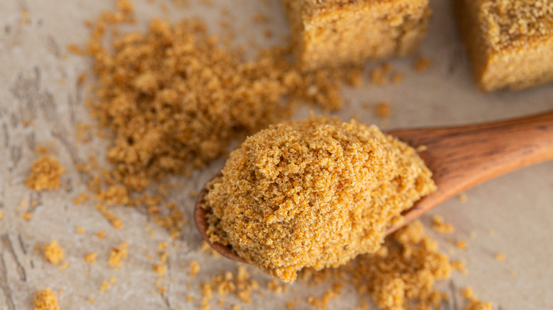 blocks and spoonful of brown sugar