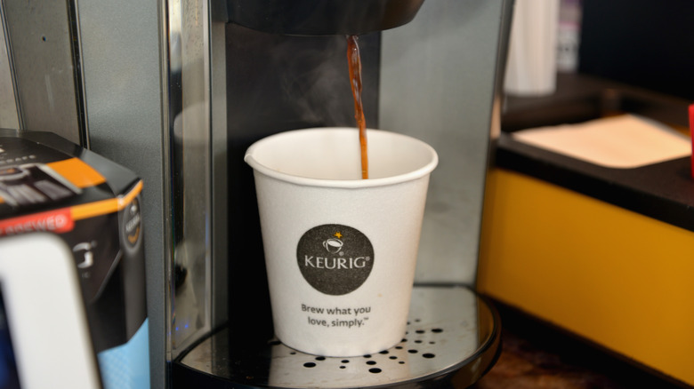 Keurig brewing coffee