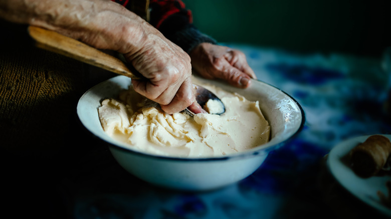 Butter churned by hand