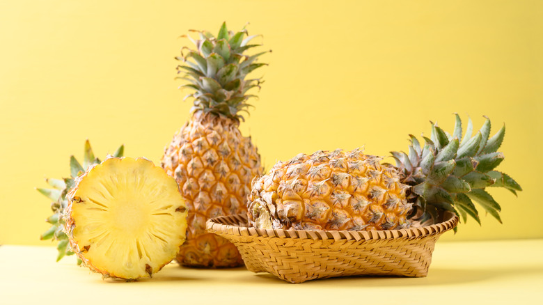 Pineapples in a basket 
