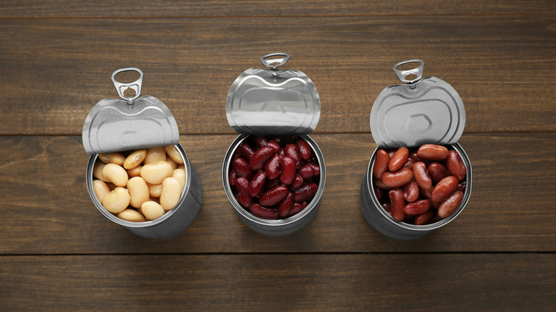 Open cans of beans