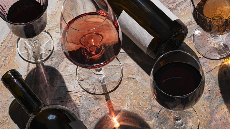 Wine glasses in the sun