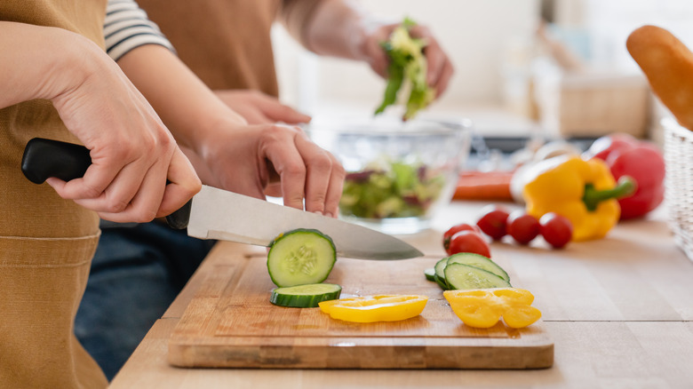 Making dinner at home 