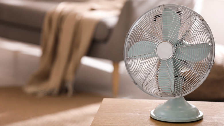 fan sitting on table