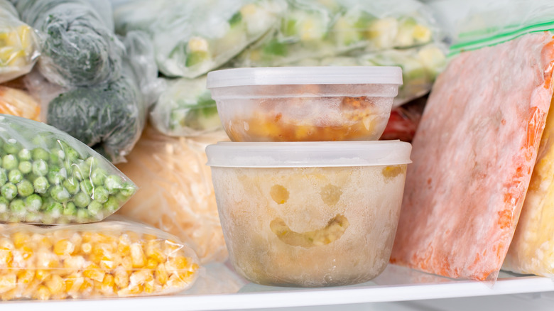 Frozen food in the freezer