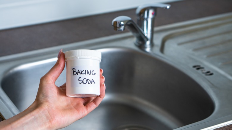 baking soda over sink