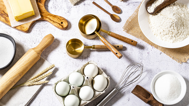 Baking ingredients on a table