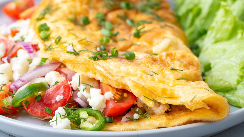 Veggie omelet on plate