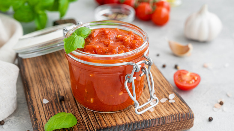 Jar of marinara sauce