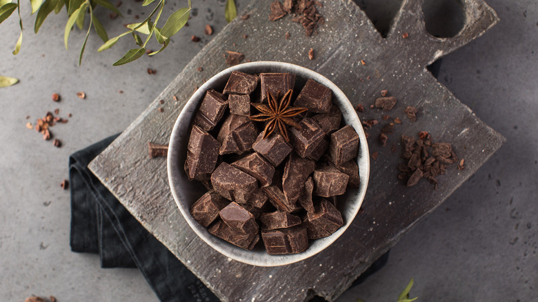 Bowl of chocolate chunks
