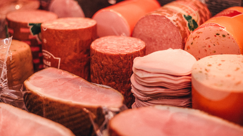 Cold cuts including salami and ham.