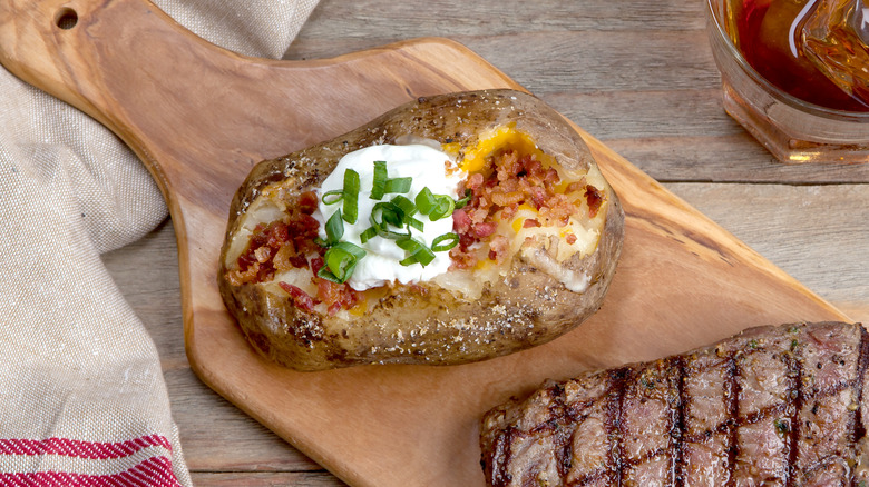 grilled potato and steak