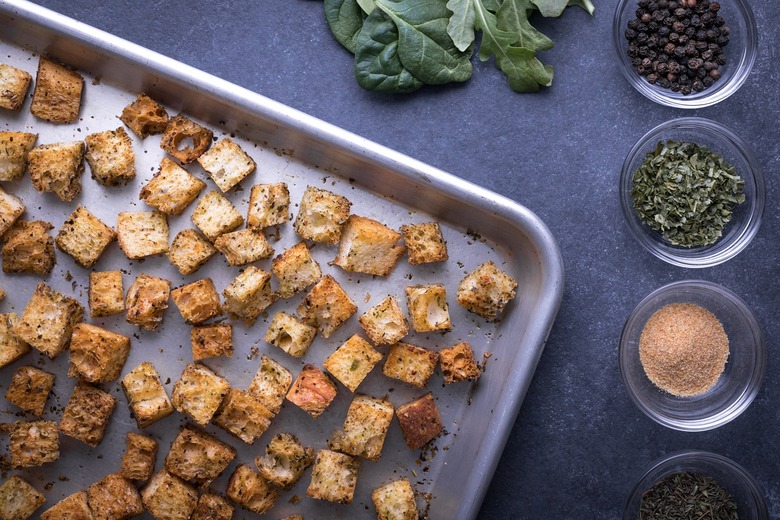 Turn stale bread into croutons ...