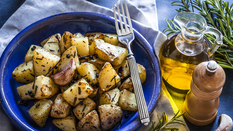 Crispy seasoned potatoes in bowl