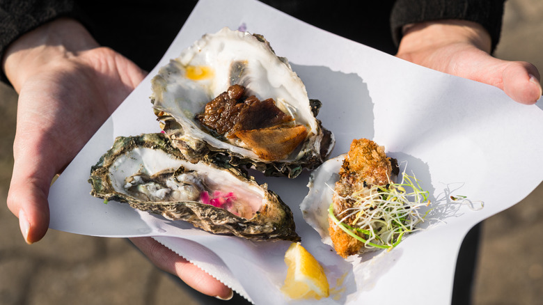 three different oyster preparations