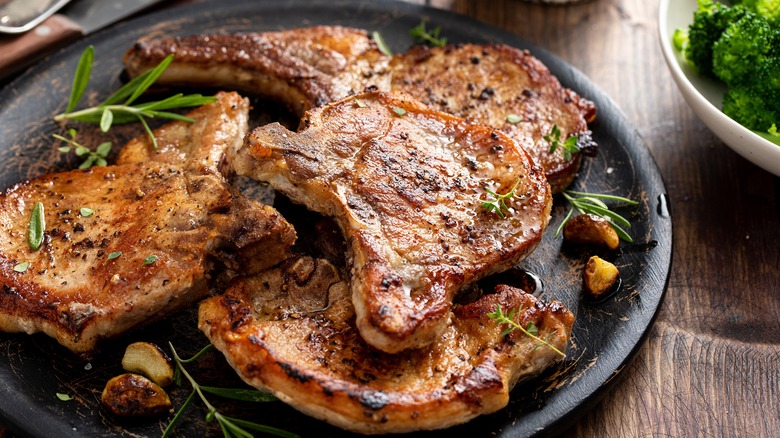 cooked pork chops