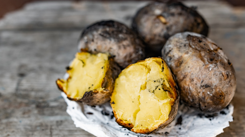 ash-roasted black potatoes