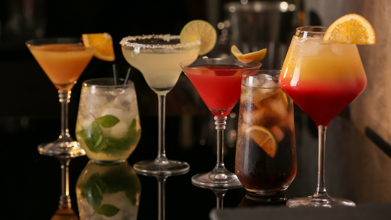 Various cocktails lined up