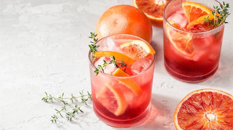 Fresh thyme and blood orange Negroni