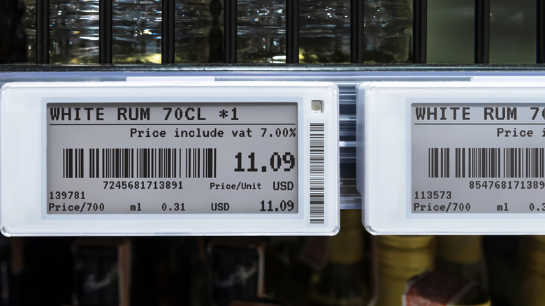 grocery shelf price label with price per unit