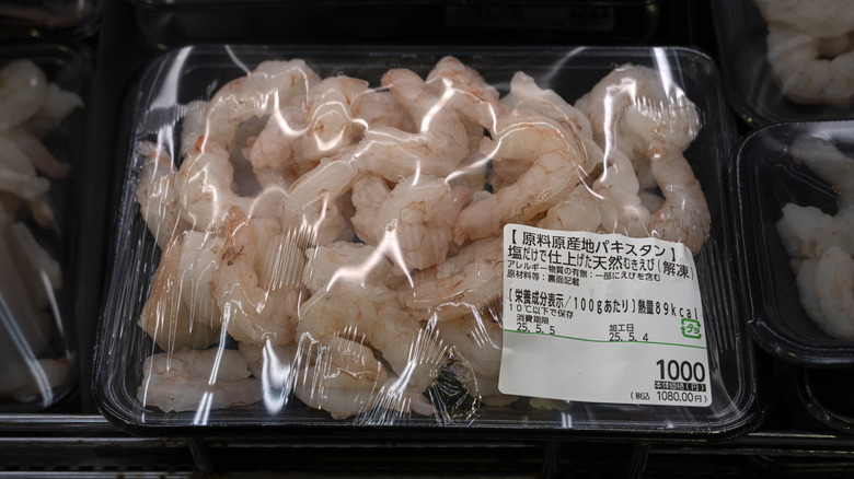 Top-down view of frozen food packaged in plastic.