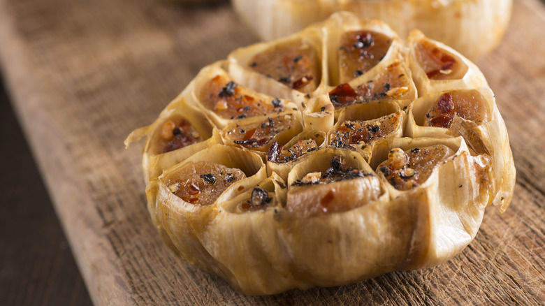 Close-up of roasted garlic
