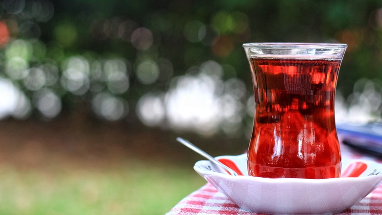 Red iced tea in a pitcher