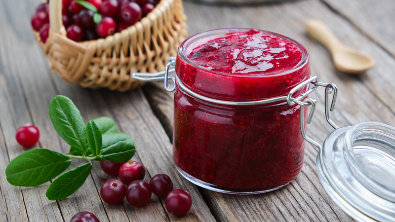 Cranberry sauce in a jar