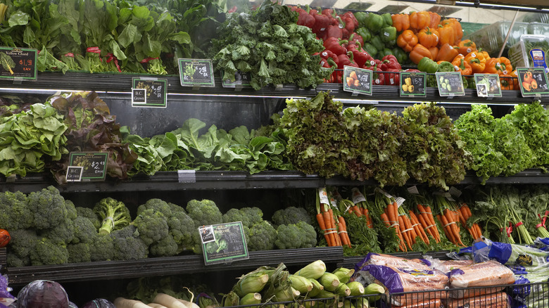 Grocery store produce aisle